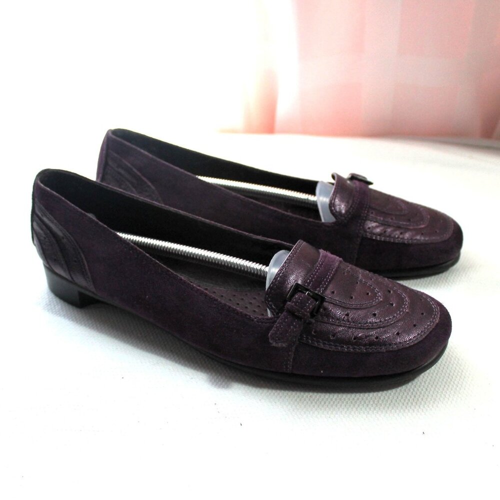 Aerosoles Purple Suede & Leather Flats, 8.5B, AS IS
